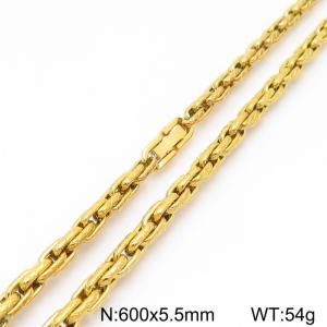 Stainless steel jewelry buckle gold cross pattern double woven chain necklace - KN291704-Z