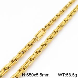 Stainless steel jewelry buckle gold cross pattern double woven chain necklace - KN291705-Z