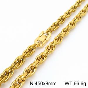 Stainless steel jewelry buckle with gold cross pattern double woven chain 8mm necklace - KN291713-Z