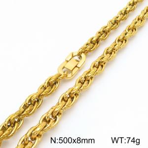 Stainless steel jewelry buckle with gold cross pattern double woven chain 8mm necklace - KN291714-Z