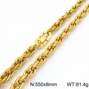 Stainless steel jewelry buckle with gold cross pattern double woven chain 8mm necklace - KN291715-Z
