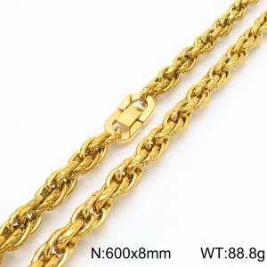 Stainless steel jewelry buckle with gold cross pattern double woven chain 8mm necklace - KN291716-Z