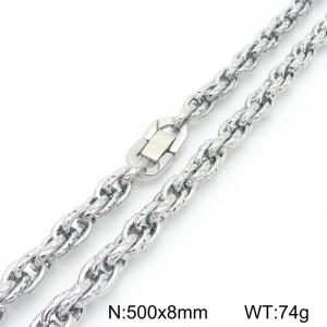 Stainless steel jewelry buckle cross pattern double woven chain 8mm necklace - KN291719-Z