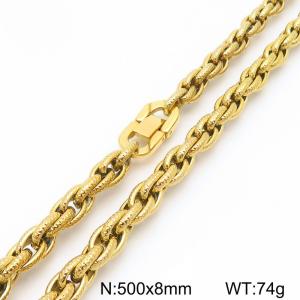 Stainless steel jewelry buckle with gold hammer pattern double woven chain necklace - KN291723-Z