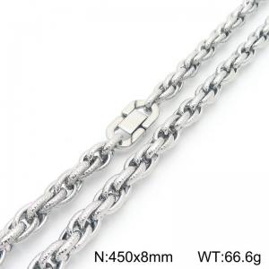Stainless steel jewelry buckle with hammered pattern double woven chain necklace - KN291727-Z