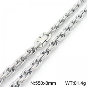 Stainless steel jewelry buckle with hammered pattern double woven chain necklace - KN291729-Z