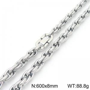 Stainless steel jewelry buckle with hammered pattern double woven chain necklace - KN291730-Z