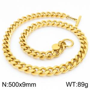 Stainless steel OT buckle Cuban necklace - KN291736-Z