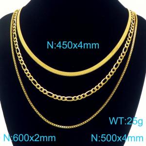 Stainless steel personalized layered necklace three piece set - KN291742-Z