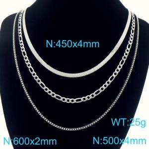 Stainless steel personalized layered necklace three piece set - KN291743-Z