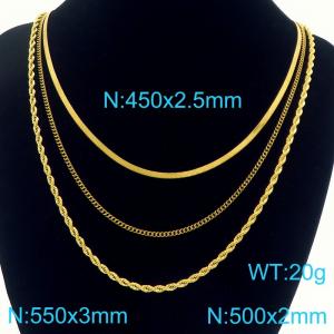 Stainless steel personalized layered necklace three piece set - KN291744-Z