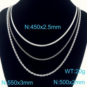 Stainless steel personalized layered necklace three piece set - KN291745-Z