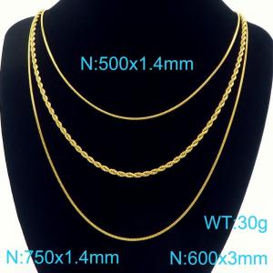 Stainless steel personalized layered necklace three piece set - KN291746-Z