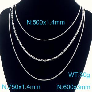 Stainless steel personalized layered necklace three piece set - KN291747-Z