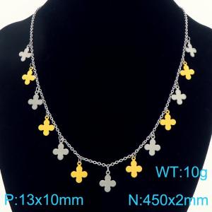 Stainless steel necklace paired with multiple steel and gold cross accessories - KN291766-Z