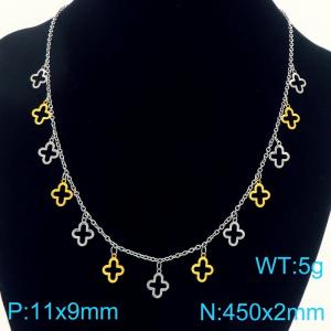 Stainless steel necklace paired with multiple steel and gold cross accessories - KN291773-Z