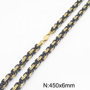 Stylish and Personalized Stainless Steel Black Gold Byzantine Necklace - KN291906-Z