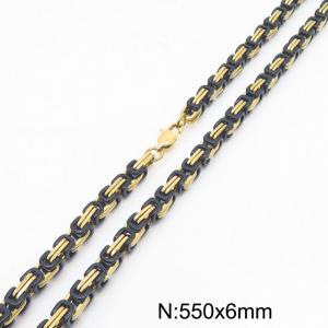 Stylish and Personalized Stainless Steel Black Gold Byzantine Necklace - KN291908-Z