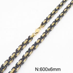 Stylish and Personalized Stainless Steel Black Gold Byzantine Necklace - KN291909-Z