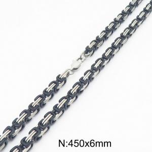 Stylish and personalized stainless steel silver black Byzantine necklace - KN291922-Z