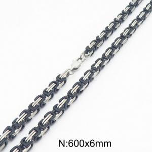 Stylish and personalized stainless steel silver black Byzantine necklace - KN291925-Z