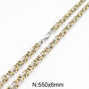 Stylish and Personalized Stainless Steel Intercolor Byzantine Necklace - KN291928-Z
