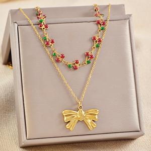 SS Gold-Plating Necklace - KN291956-WGLJ