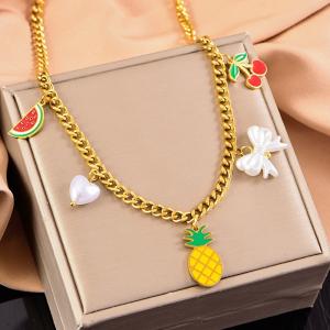 SS Gold-Plating Necklace - KN291958-WGLJ