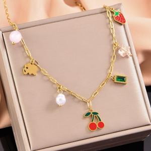 SS Gold-Plating Necklace - KN291960-WGLJ