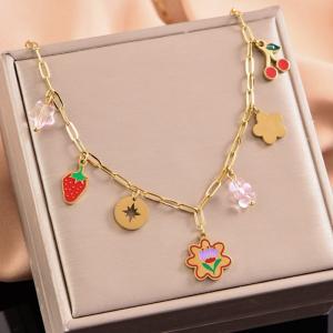 SS Gold-Plating Necklace - KN291964-WGLJ