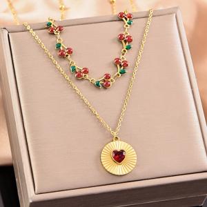 SS Gold-Plating Necklace - KN291966-WGLJ