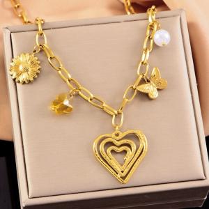 SS Gold-Plating Necklace - KN291987-WGLJ