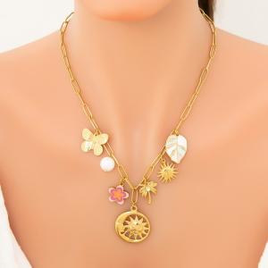 SS Gold-Plating Necklace - KN292033-WGYYH