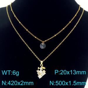 Women Gold-Plated Stainless Steel Rhinestones Grape Pendant Necklace - KN292318-Z