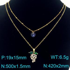 Women Gold-Plated Stainless Steel Cute Grape Pendant Necklace - KN292320-Z