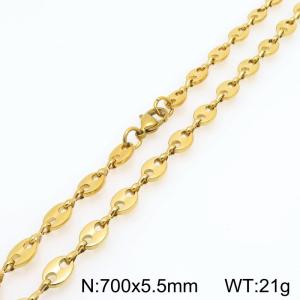 70cm Gold-Plated Stainless Steel Pig Nose Links Necklace - KN292333-Z