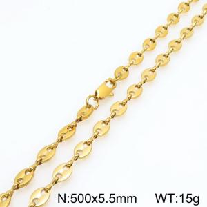 50cm Gold-Plated Stainless Steel Pig Nose Links Necklace - KN292347-Z