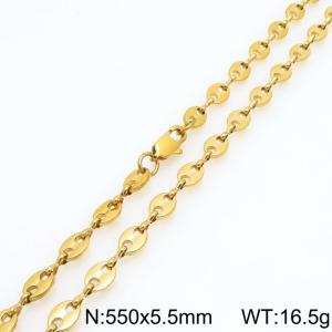 55cm Gold-Plated Stainless Steel Pig Nose Links Necklace - KN292348-Z