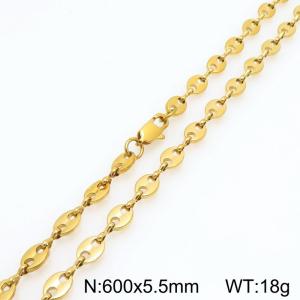 60cm Gold-Plated Stainless Steel Pig Nose Links Necklace - KN292349-Z