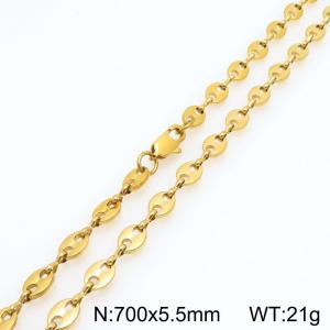 70cm Gold-Plated Stainless Steel Pig Nose Links Necklace - KN292351-Z