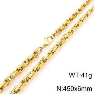 Interlinked Chain Stainless Steel Necklace Gold Silver Color - KN292393-Z