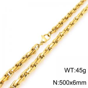 Interlinked Chain Stainless Steel Necklace Gold Silver Color - KN292394-Z