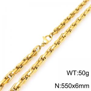 Interlinked Chain Stainless Steel Necklace Gold Silver Color - KN292395-Z