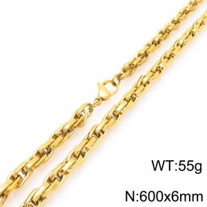 Interlinked Chain Stainless Steel Necklace Gold Silver Color - KN292396-Z