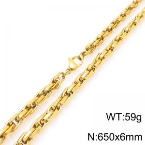 Interlinked Chain Stainless Steel Necklace Gold Silver Color - KN292397-Z