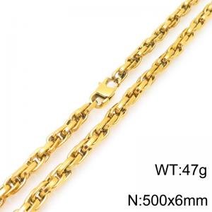 Interlinked Chain Stainless Steel Necklace Gold Silver Color - KN292406-Z
