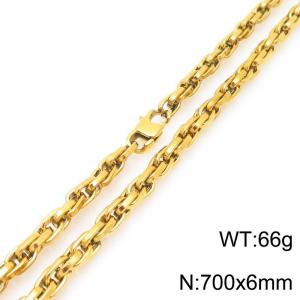 Interlinked Chain Stainless Steel Necklace Gold Silver Color - KN292410-Z