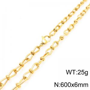 Fashion Stainless Steel Knot Chain Necklace Gold Silver Color - KN292420-Z