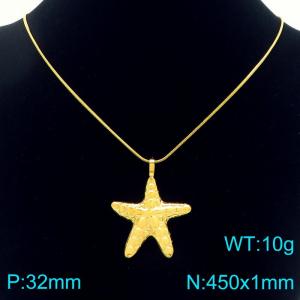 Fashionable ocean style stainless steel starfish necklace - KN292616-Z
