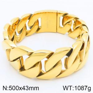500mm Wholesale High Quality 316L Stainless Steel Necklaces Jewelry Chunky Cuban Chain PVD 18K Gold Necklace Men - KN292626-KJX